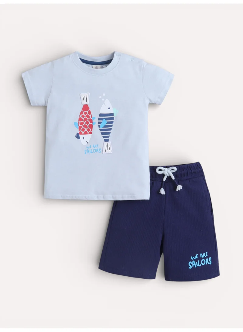 فكتور اند جين Infant Boys’ 2-Piece Set – Fish Print T-Shirt & Drawstring Shorts